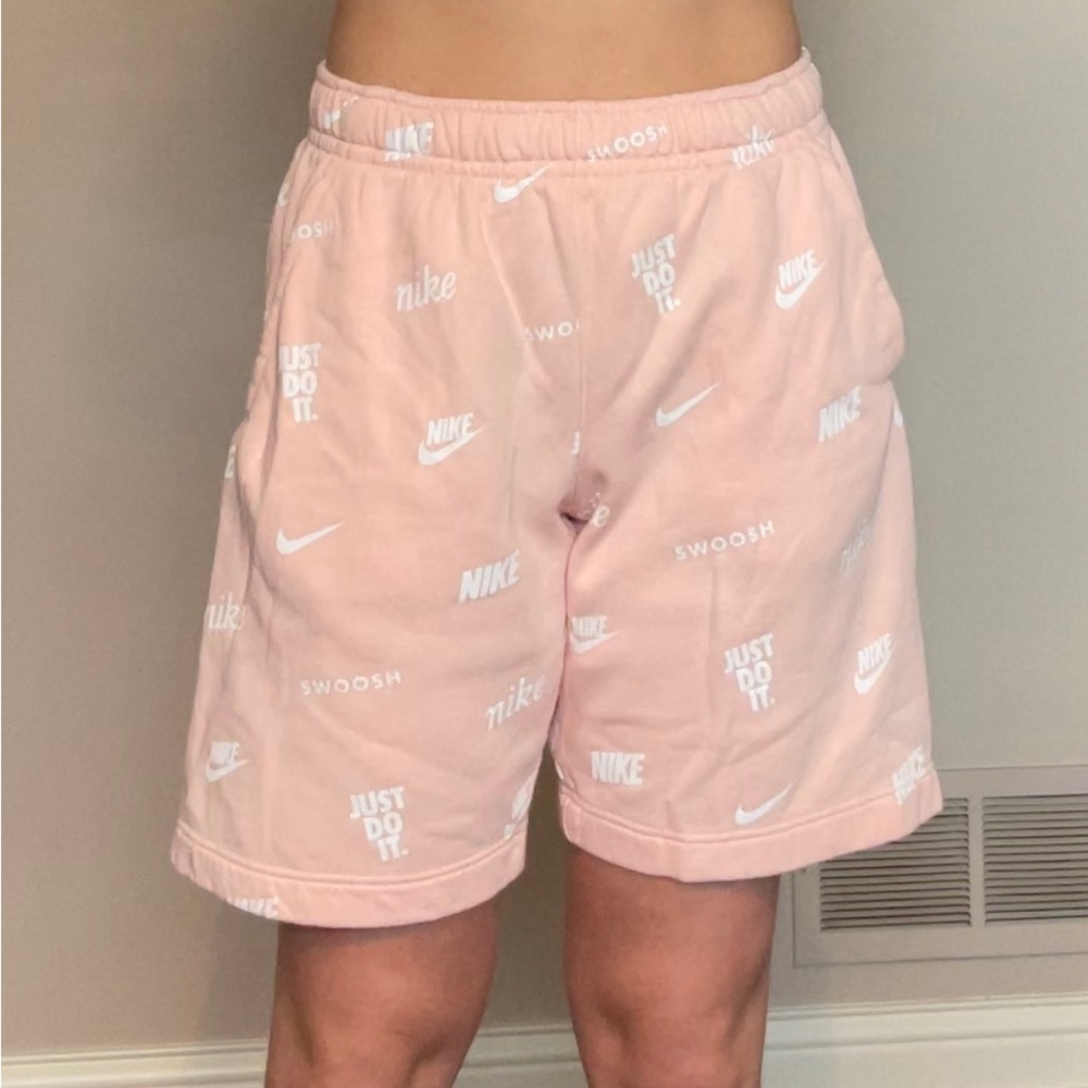 Orange/White Cotton Graphic Drawstring Nike Shorts